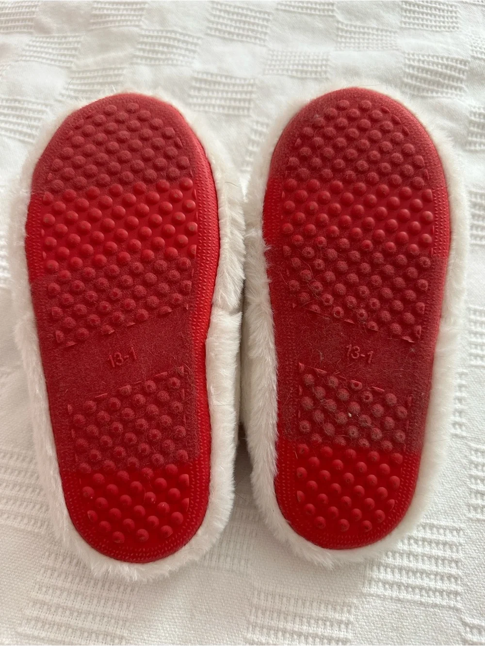 Hello Kitty White & Red Plush Kids Slippers